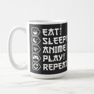 Taza De Café Come Anime Duerme Juega Repite Estilo de Vida Otak