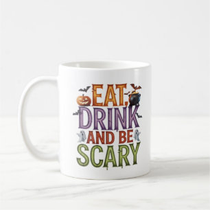 Taza De Café Come Bebida Y Da Miedo A La Fiesta De Halloween Sp