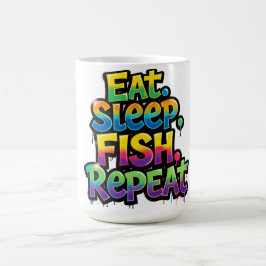 Taza De Café Come Dormir Pescar Repetir Arcoíris Grafiti