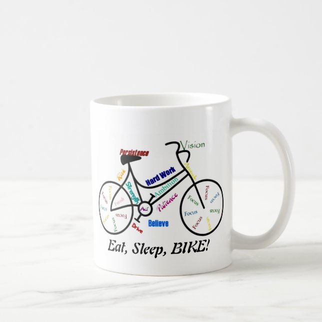 Taza De Café ¡Come, Duerme, BIKE! Divertidas palabras motivacio (Derecha)