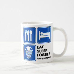 TAZA DE CAFÉ COME, DUERME, FÓSILES