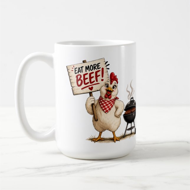 Taza De Café ¡Come Más Carne ! Pollo (Izquierda)