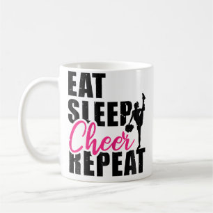 Taza De Café Come Reír Duerme Repite Porristas Porrista Gimnasi