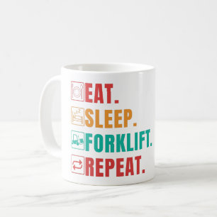 TAZA DE CAFÉ COME TRABAJAR CON MONTACARGAS DORMIR REPETIR - OPE