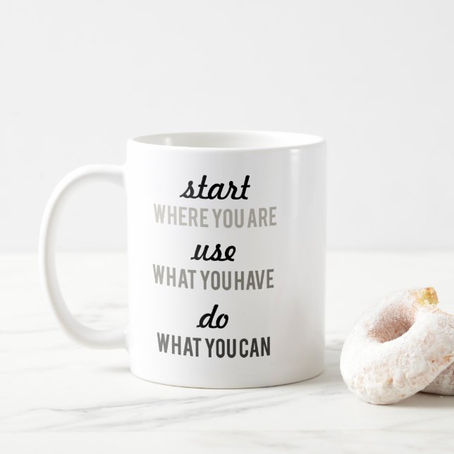 Taza De Café comenzar donde está motivado (Con donut)