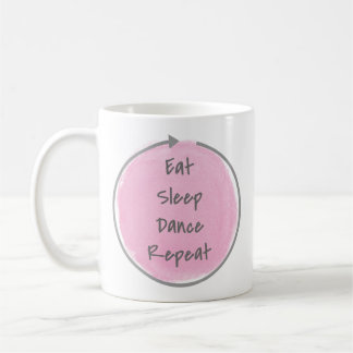 Taza De Café Comer baile de sueño repetido en rosa