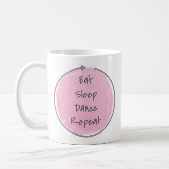 Taza De Café Comer baile de sueño repetido en rosa (Izquierda)