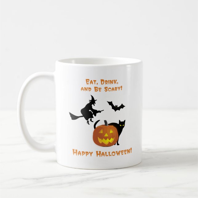 Taza De Café Comer, beber y tener miedo Halloween (Izquierda)