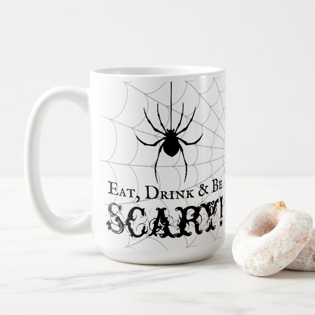 Taza De Café Comer, beber y tener miedo Halloween (Con donut)