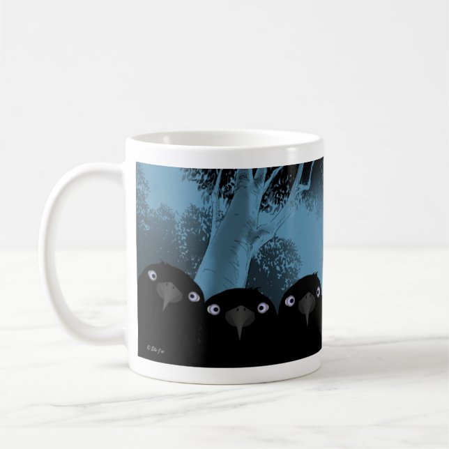 Taza De Café Comer cuervos espeluznante Mug (Izquierda)