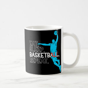 Taza De Café Comer de baloncesto. Duerme. Pelota de baloncesto.