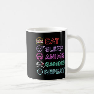 Taza De Café Comer Dormir Anime Juegos Repetir Jugador Hombre A