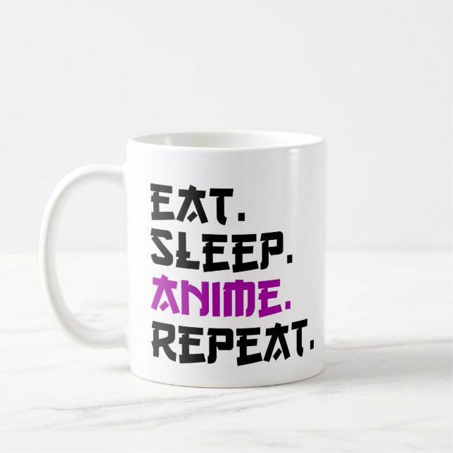 Taza De Café Comer Dormir Anime Repetir (Izquierda)