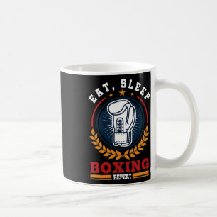 Taza De Café Comer Dormir Boxeo Repetir Mma Kickboxing Boxeador
