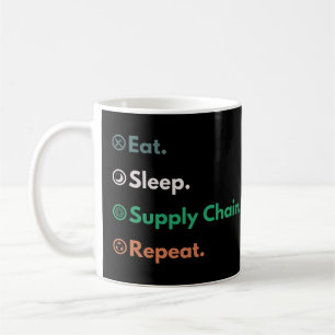 Taza De Café Comer Dormir Cadena de Suministro Repetir Gerente
