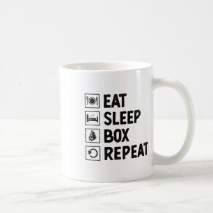 Taza De Café Comer Dormir Caja Repetir Boxeador Deportes Fuerza