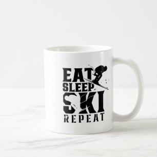 Taza De Café Comer Dormir Esquiar Repetir Deportes de Invierno