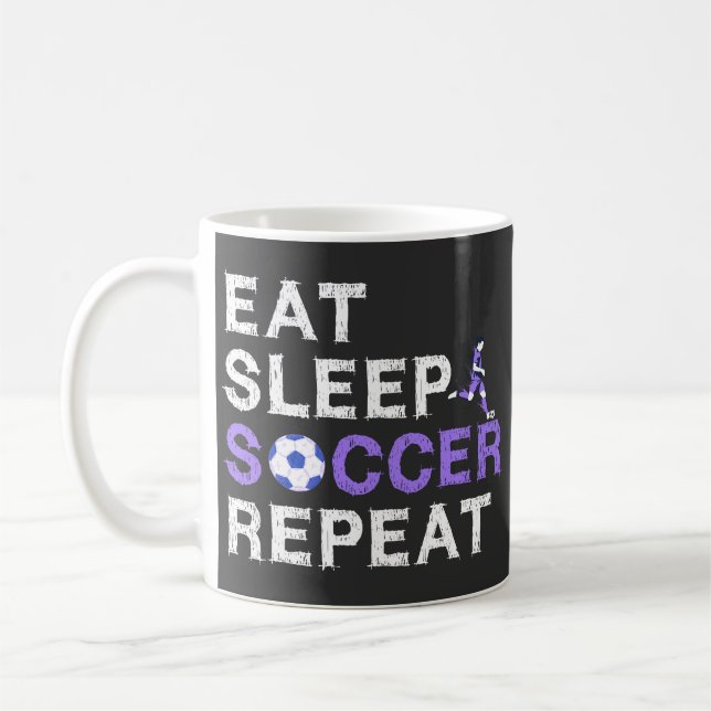 Taza De Café Comer+Dormir+fútbol+Repetir (Izquierda)