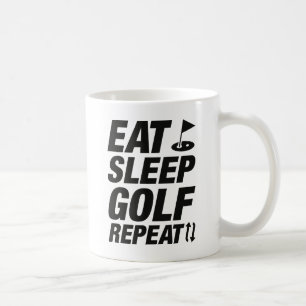 Taza De Café Comer Dormir Golf Repetir