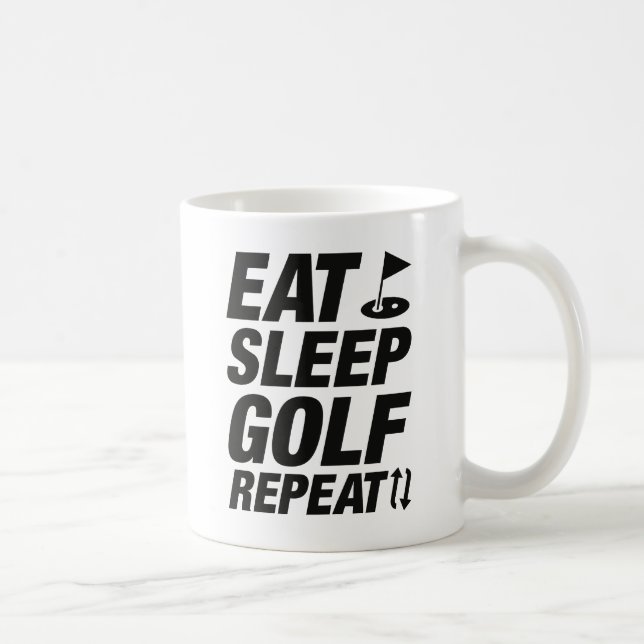 Taza De Café Comer Dormir Golf Repetir (Derecha)