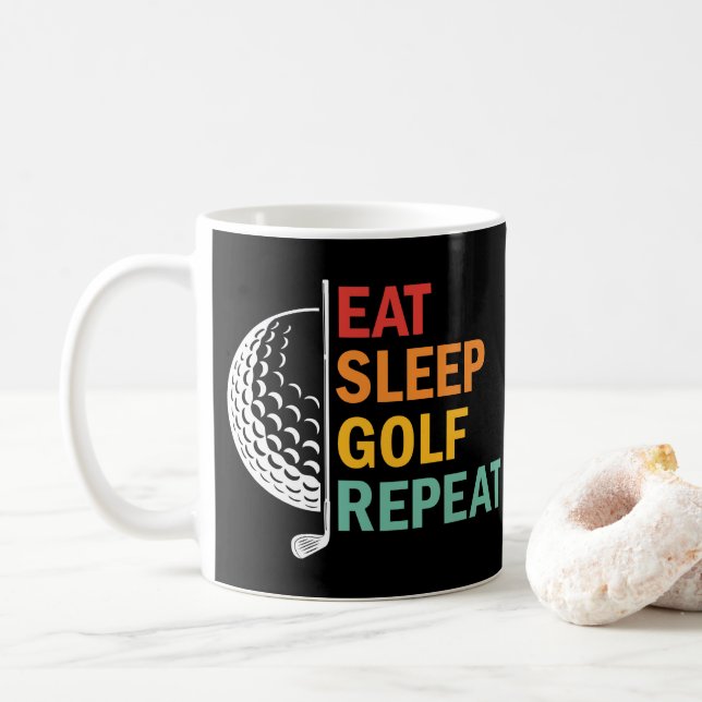 Taza De Café Comer Dormir Golf Repetir  (Con donut)