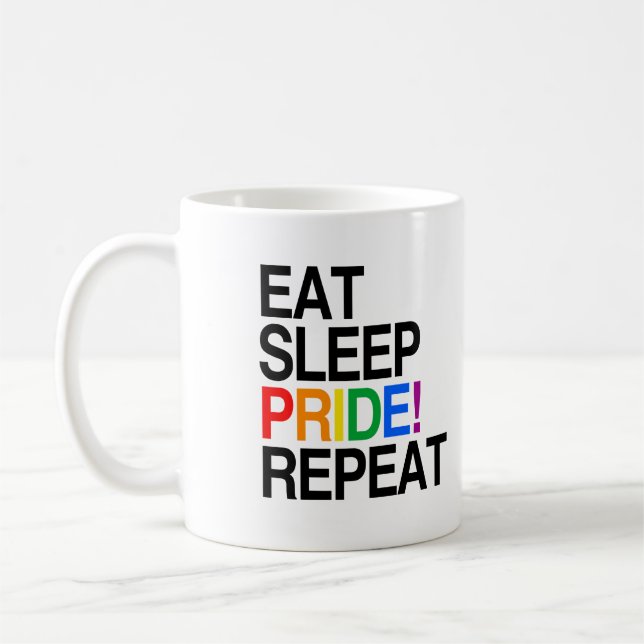 Taza De Café Comer Dormir Orgullo Repetir (Izquierda)