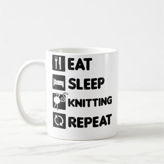 Taza De Café Comer Dormir Repetir Diseño Abuela Tejiendo