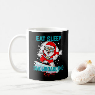 Taza De Café Comer Dormir Snowboarding Repetir Fiesta de Navida