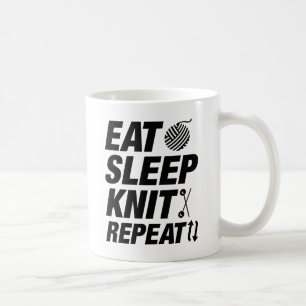 Taza De Café Comer Dormir Tejer Repetir