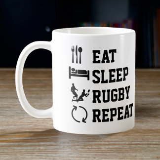 Taza De Café Comer el Rugby de sueño repetido