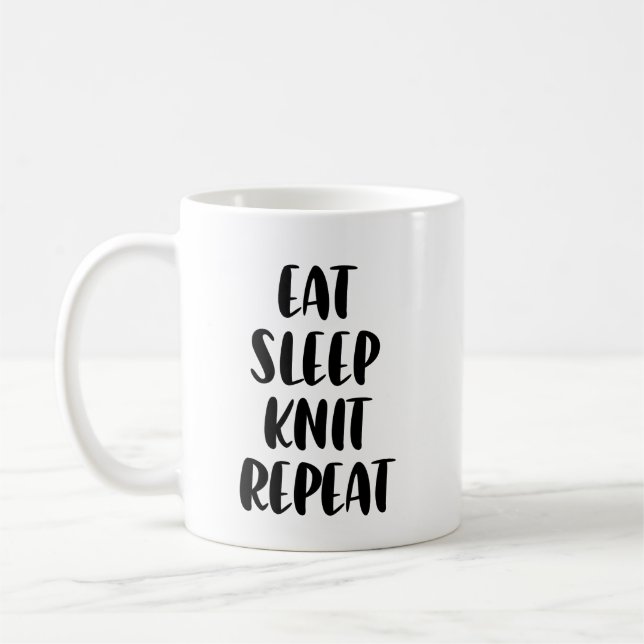 Taza De Café Comer Knit Sleep Repetir (Izquierda)