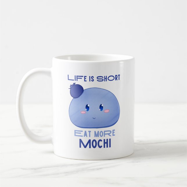 Taza De Café Comer más Mochi, Kawaii Cute Cita Mug (Izquierda)