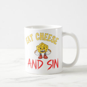 Taza De Café Comer queso y pecado, queso gracioso me encanta el