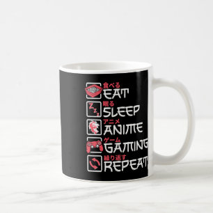 Taza De Café Comer Sleep Anime Gaming Repetir Otaku Gamer japon