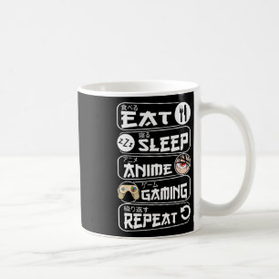 Taza De Café Comer Sleep Anime Gaming Shirt Repetir Kawaii Anim