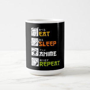 Taza De Café Comer Sleep Anime Repetir Idea de Regalo Cosplayer