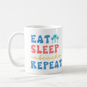 Taza De Café Comer Sleep Beach Repetir Vibes De Verano