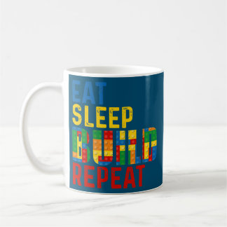 Taza De Café Comer Sleep Build Repetir maestro de ladrillos de 