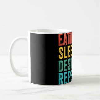 Taza De Café Comer Sleep Destiny Repetir Gracioso Gamer Vintage