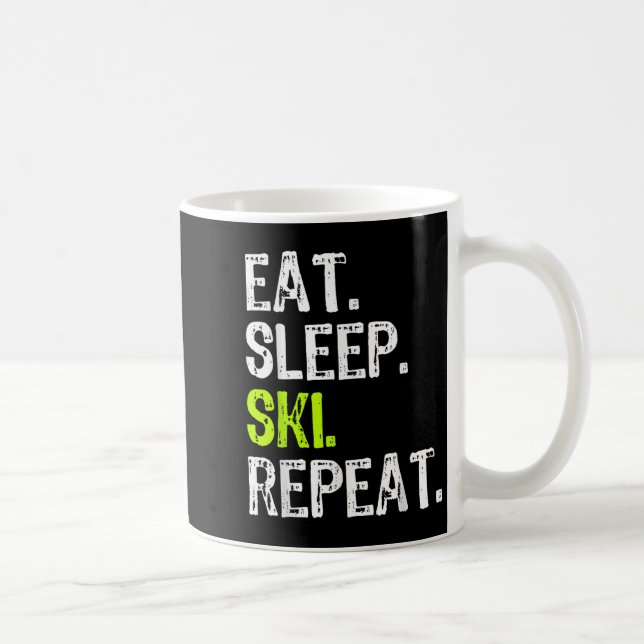 Taza De Café Comer Sleep Ski Repetir esquí Esquiador Lover Funn (Derecha)