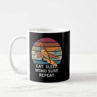 Taza De Café Comer Sleep Windsurf Repetir Retro Vintage Sunset