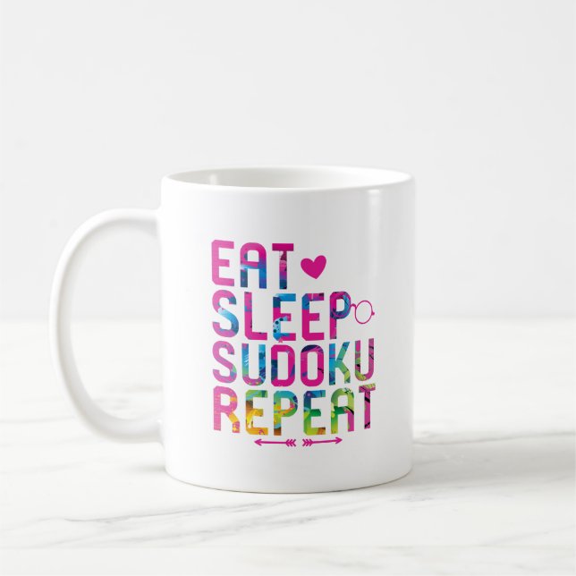 Taza De Café Comer Sudoku Sudoku Repetir la mente aguda (Izquierda)