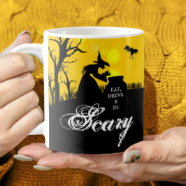 Taza De Café Comer y tener miedo Halloween