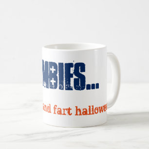 Taza De Café Comer zombies y Gótico Emo Fart Halloween Azul