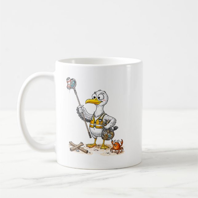 Taza De Café Comic Bird Beach Cleanup Crew (Izquierda)