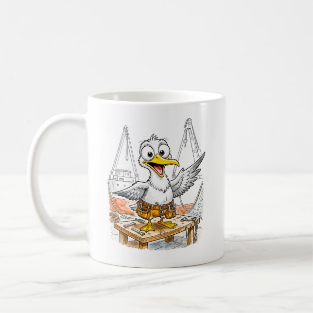 Taza De Café Comic Bird Shipyard Worker (Izquierda)