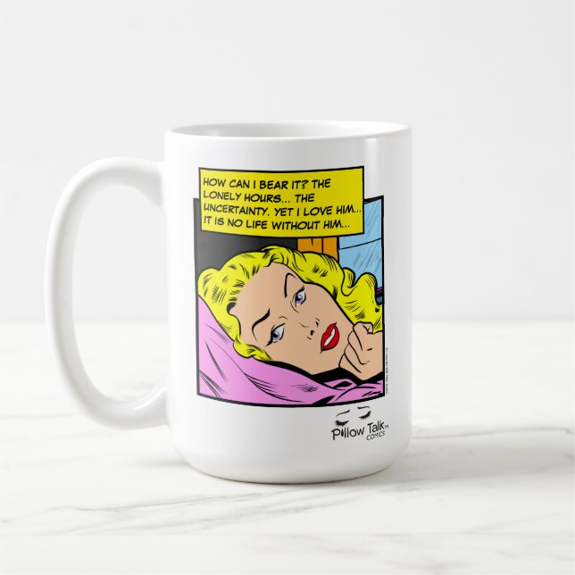 Taza De Café Cómic de Romance Retro Corazones Solitarios (Izquierda)
