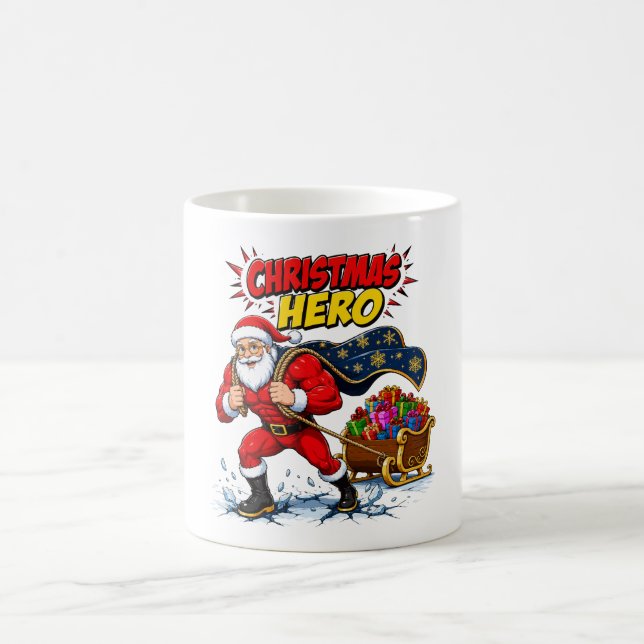 Taza De Café Cómic de Santa Claus héroe de Navidad (Centro)