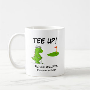 Taza De Café Comic del jugador de dinosaurios de golf retirado 