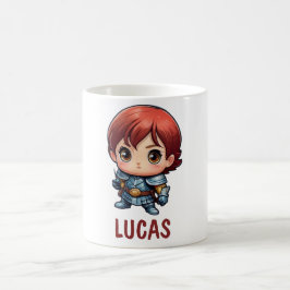Taza De Café Comic Knight Custom Name Kids Mug